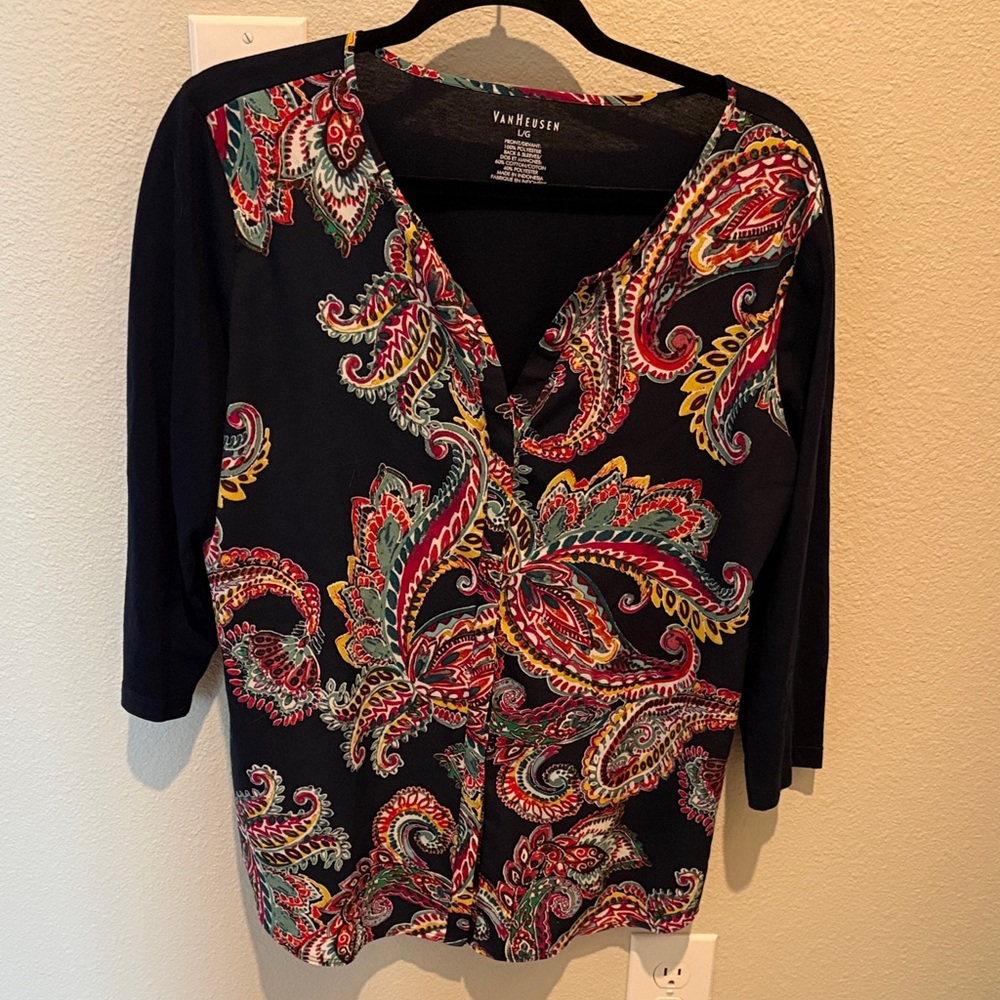 Van Heusen Women's Paisley Blouse - Blue and Red